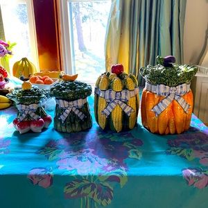 VINTAGE!  Fitz & Floyd Ceramic Canisters Set RARE!